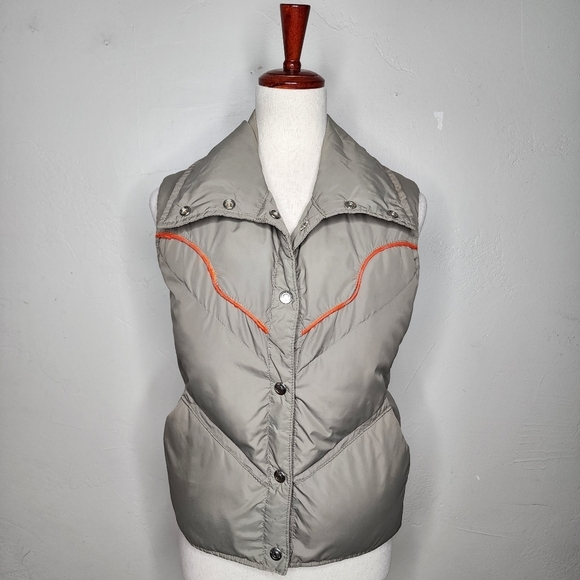 VTG 80s Obermeyer Women's Goose Down Tan Carson Vest Size Small - Picture 11 of 14